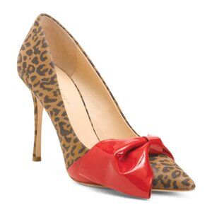 DEE OCLEPPO Suede Delhi Leopard Print Heels With Bow